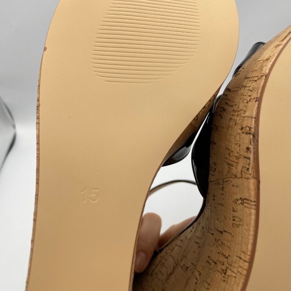 ❤Sold❤Black Platform Strappy Open Toe Cork Sandal - Picture 5 of 6